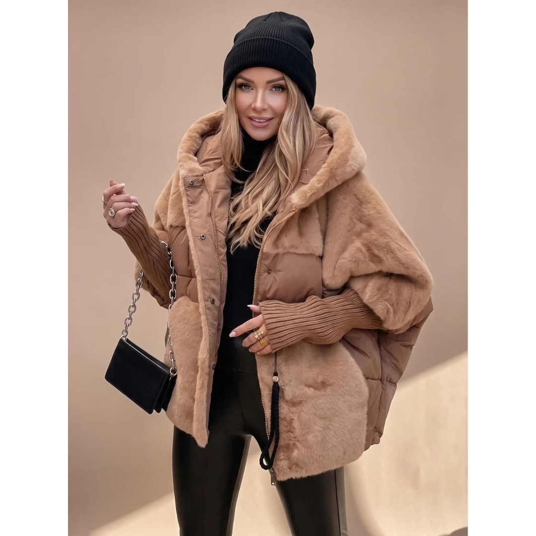 Ariane | Damen Winterjacke mit Plüsch, Kunstfell und Kapuze