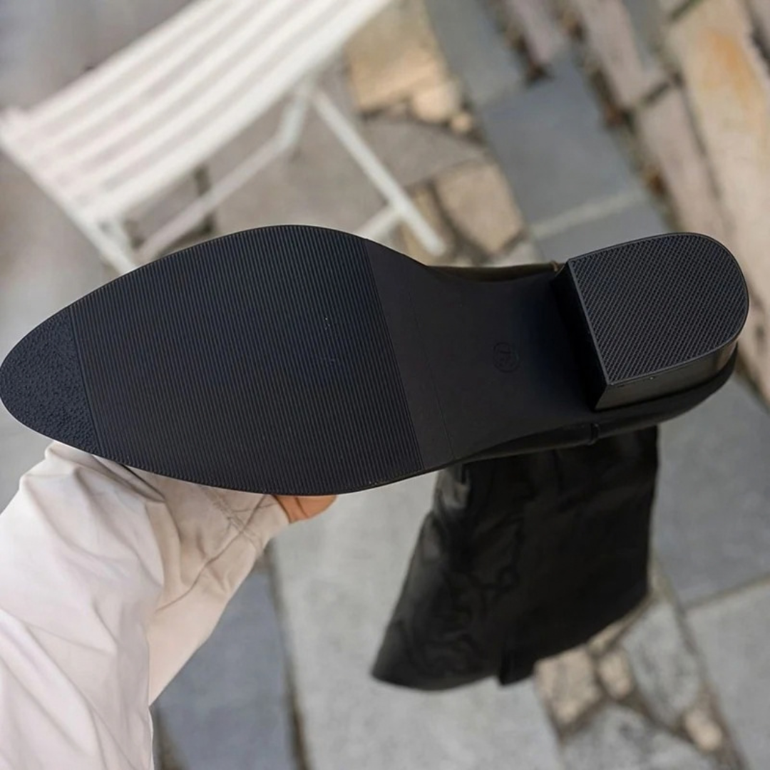 Asil | Damen Schwarze Orthopädische Westernstiefel mit extra weitem Schaft