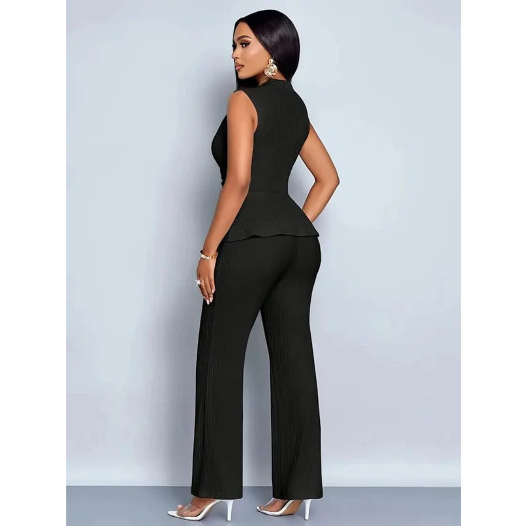 Astrid | Damen Leichtes Peplum Zweiteiler Set