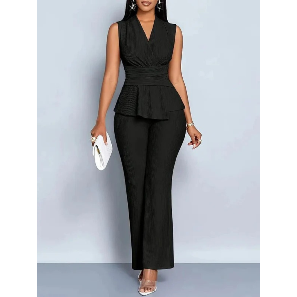 Astrid | Damen Leichtes Peplum Zweiteiler Set