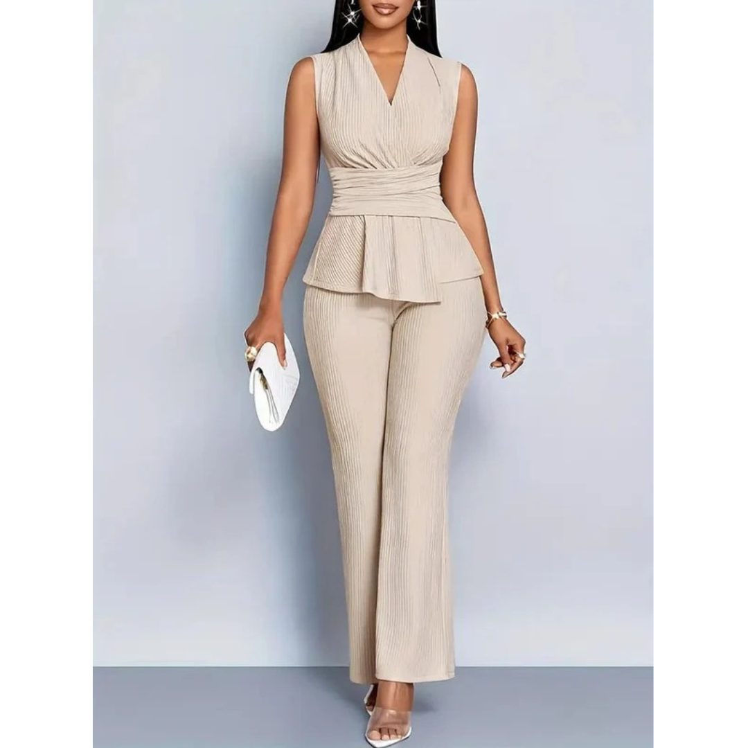 Astrid | Damen Leichtes Peplum Zweiteiler Set