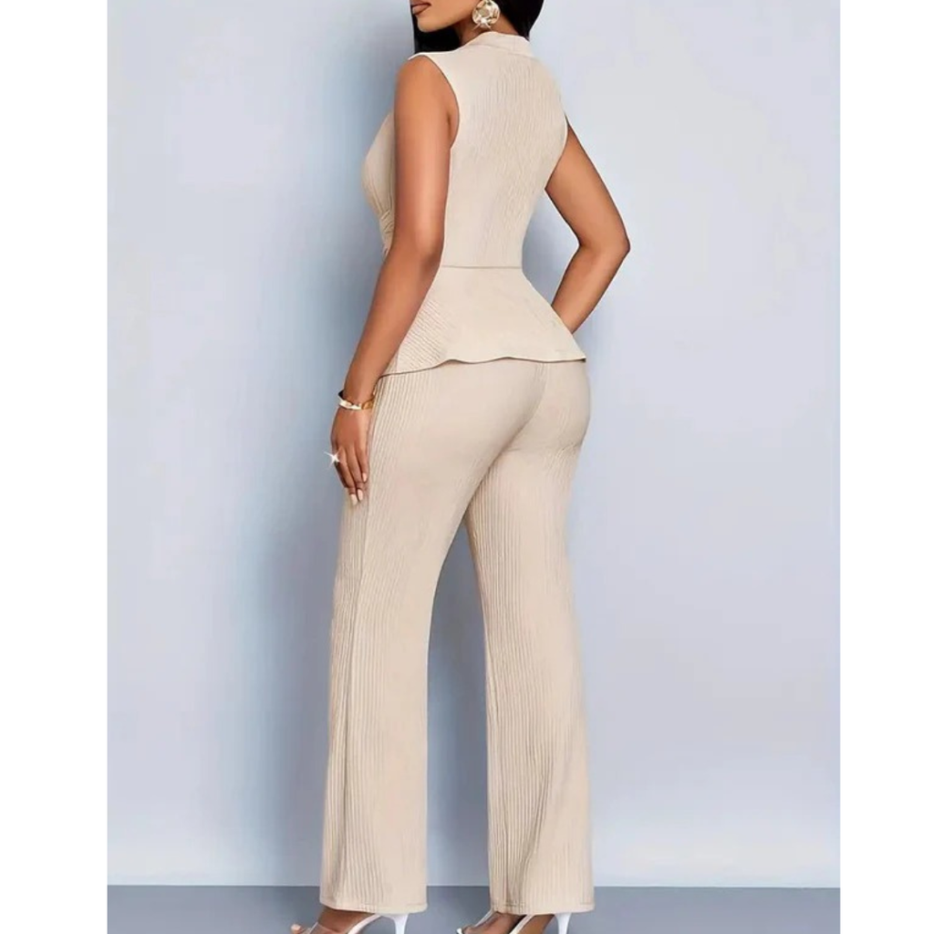 Astrid | Damen Leichtes Peplum Zweiteiler Set