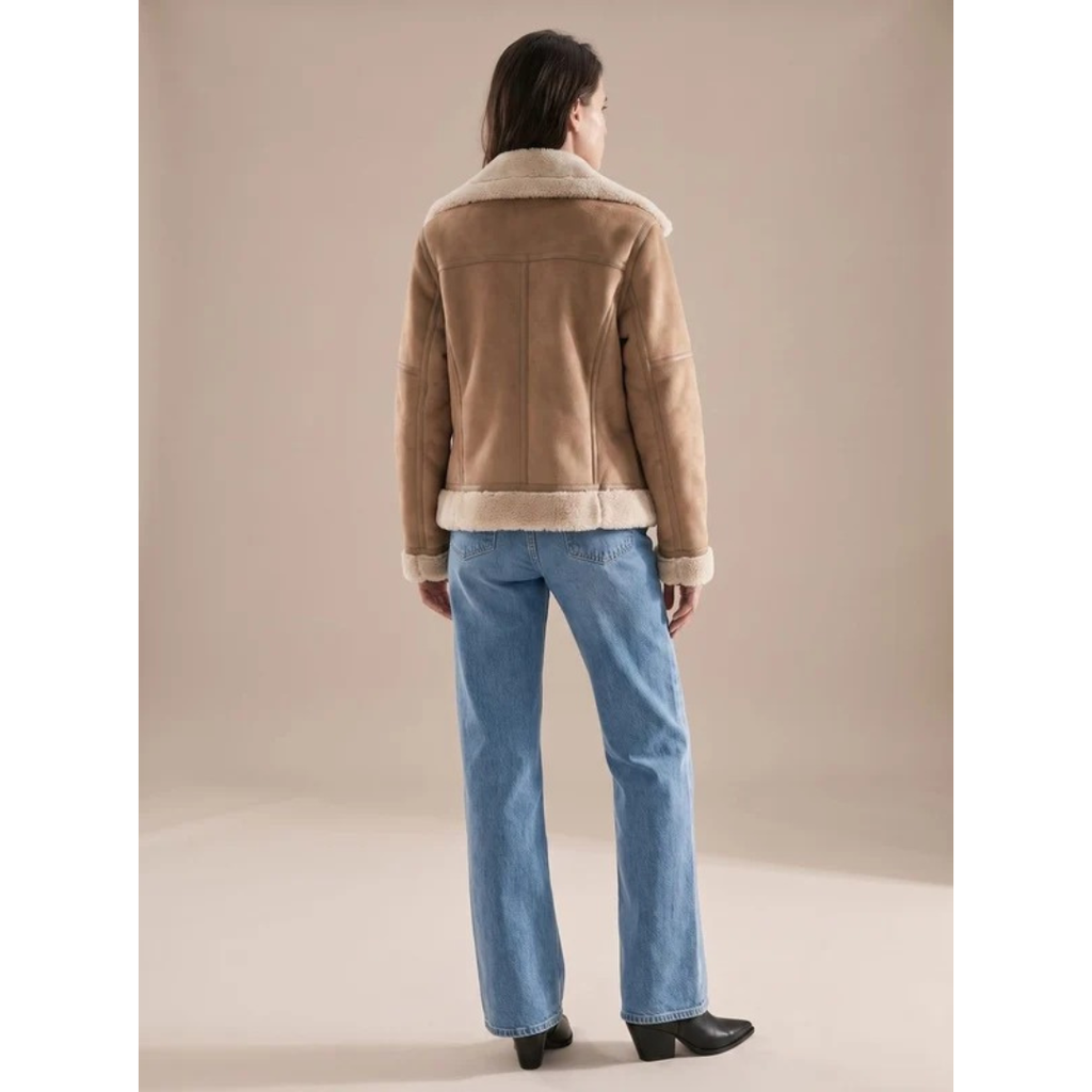 Aurea | Damen Winterjacke mit Gürtel und Teddy Details