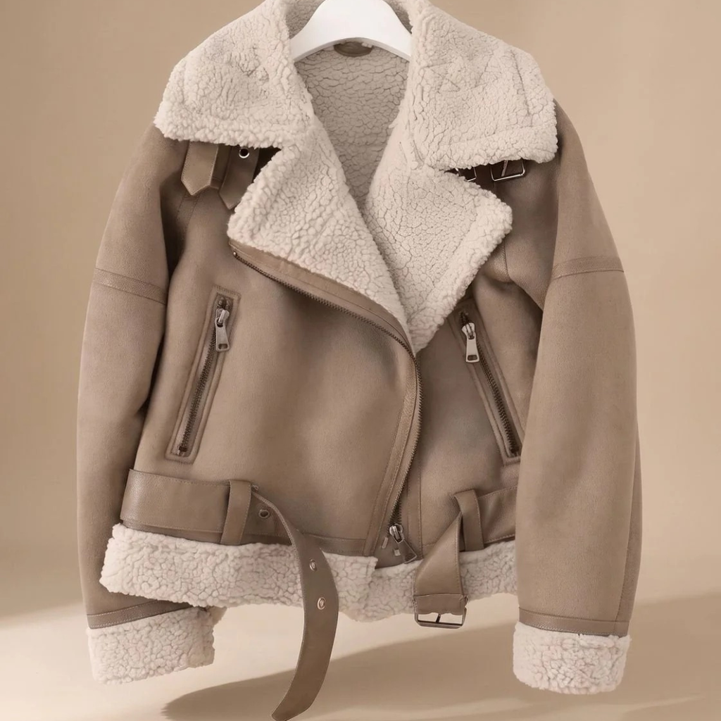 Aurea | Damen Winterjacke mit Gürtel und Teddy Details