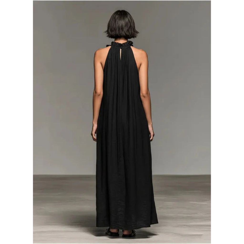 Ava | Damen Stilvolles Rüschen Maxikleid