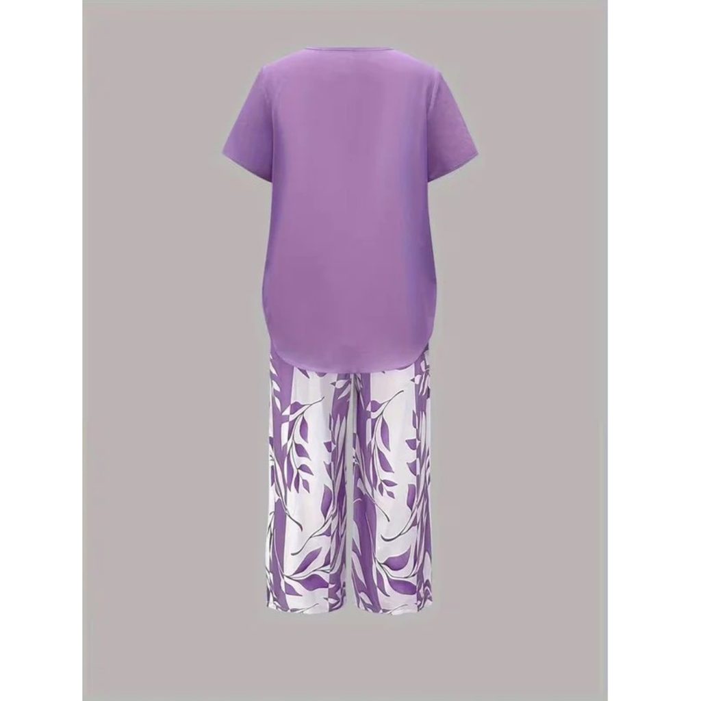 Barbara | Damen Sommer Zweiteiler Bluse Hose Set