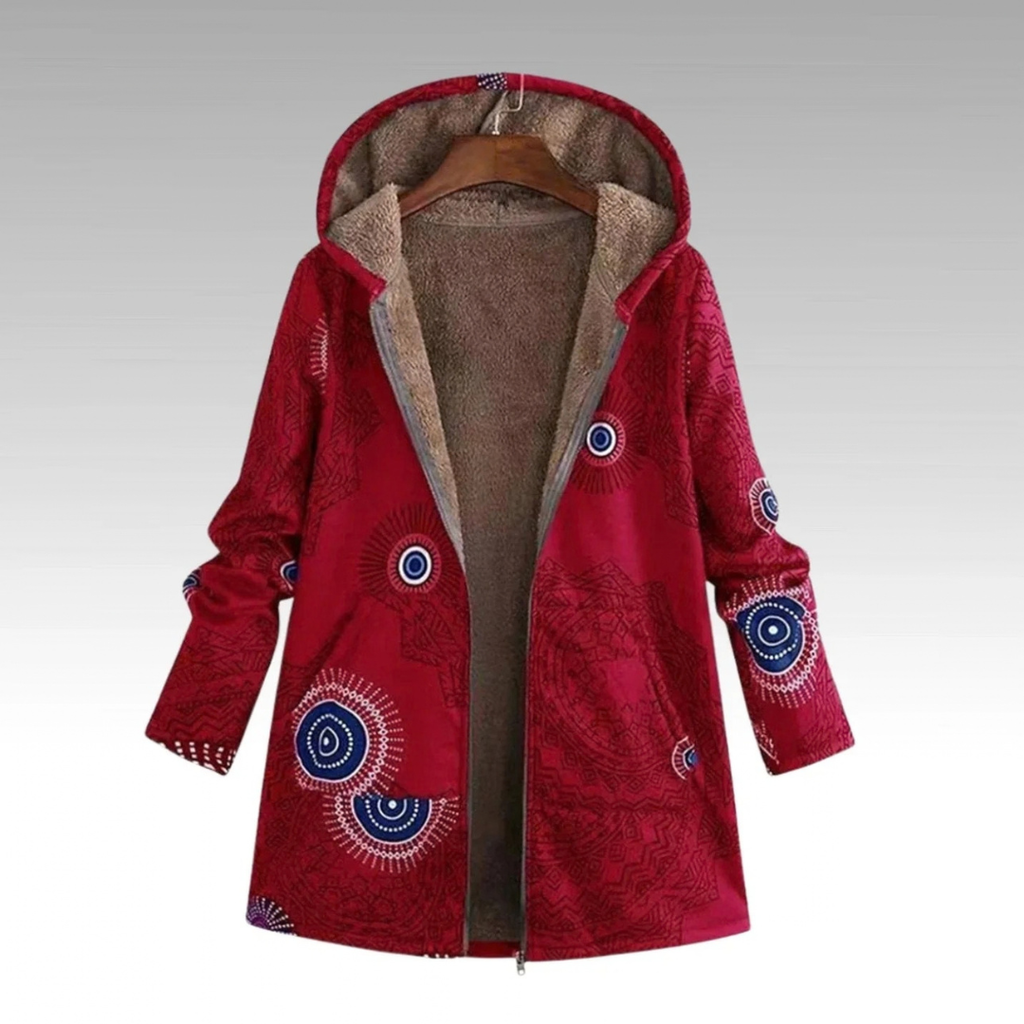 Barbara | Damen Strickjacke im Boho Stil mit Kapuze und Reißverschluss