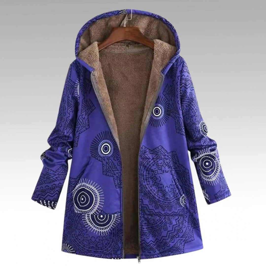 Barbara | Damen Strickjacke im Boho Stil mit Kapuze und Reißverschluss