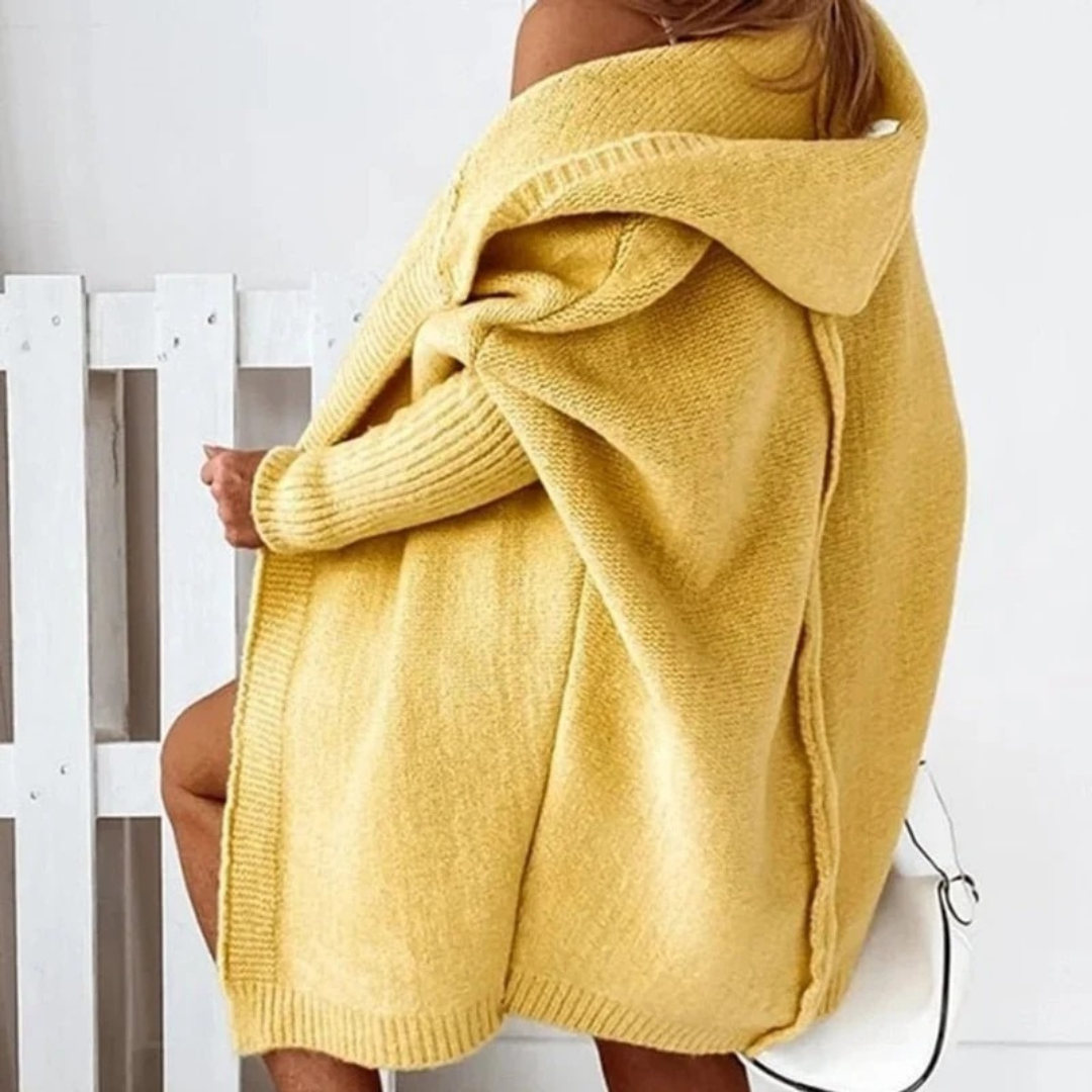 Beate | Damen Strickjacke mit Kapuze, Oversized Cardigan mit Weitem Schnitt