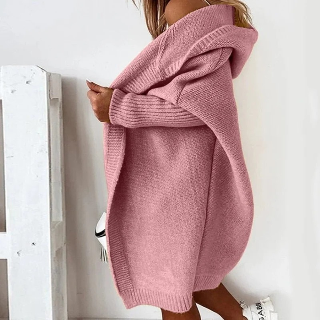 Beate | Damen Strickjacke mit Kapuze, Oversized Cardigan mit Weitem Schnitt