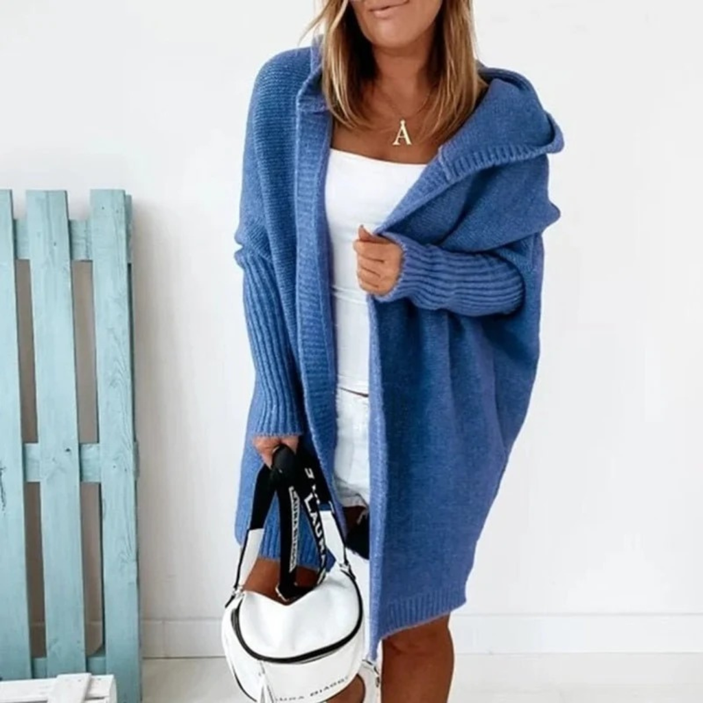 Beate | Damen Strickjacke mit Kapuze, Oversized Cardigan mit Weitem Schnitt