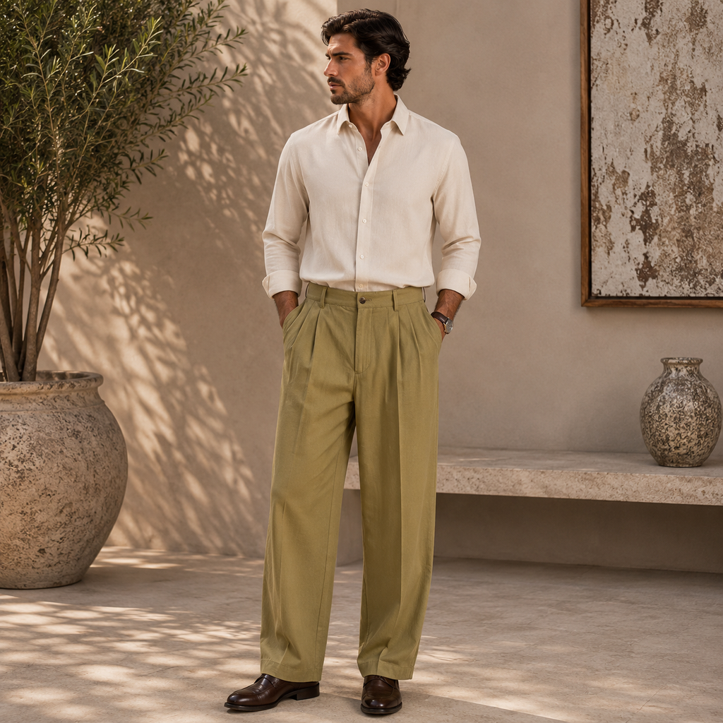 Ben | Herren Freizeit Hose mit Falten