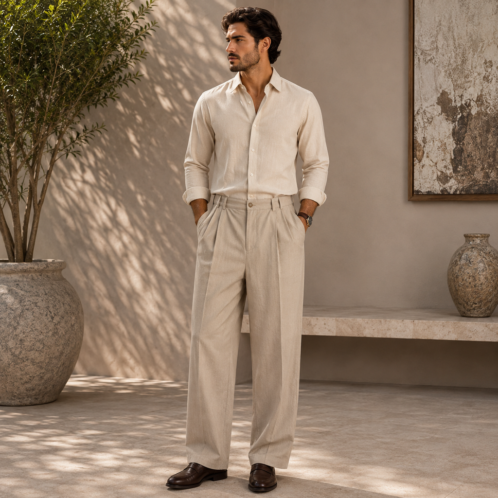 Ben | Herren Freizeit Hose mit Falten