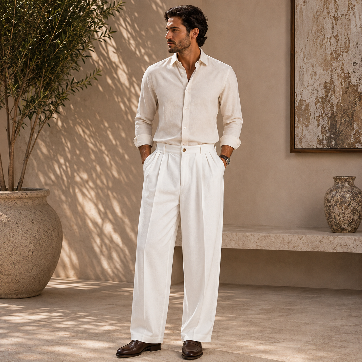 Ben | Herren Freizeit Hose mit Falten