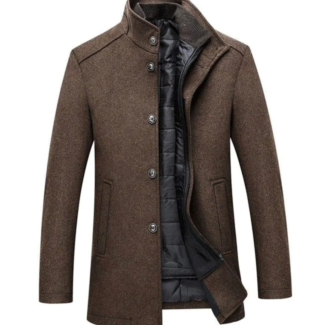 Benedikt | Herren Winterjacke im Mantel Stil mit Reißverschluss, Knöpfen und Taschen