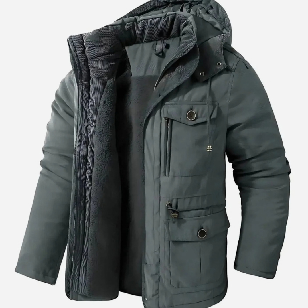 Benedikt | Herren Winterjacke mit Kapuze, Fleece und Windschutz
