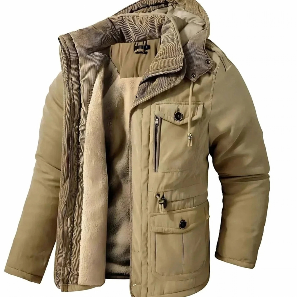 Benedikt | Herren Winterjacke mit Kapuze, Fleece und Windschutz