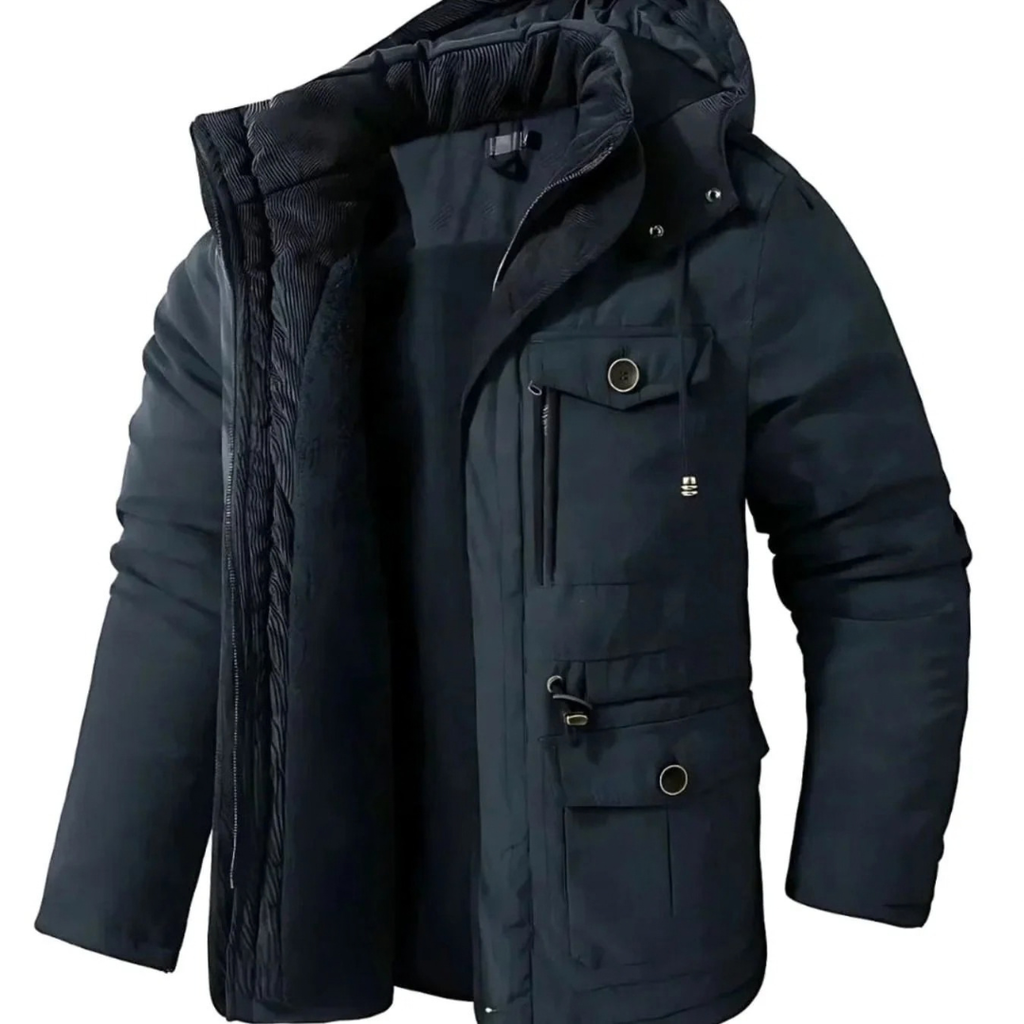Benedikt | Herren Winterjacke mit Kapuze, Fleece und Windschutz