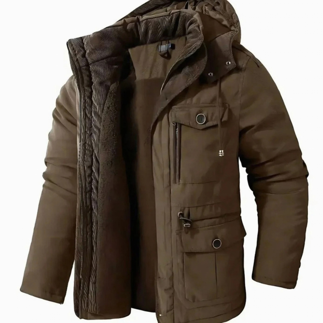 Benedikt | Herren Winterjacke mit Kapuze, Fleece und Windschutz