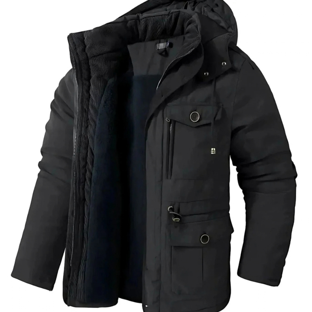 Benedikt | Herren Winterjacke mit Kapuze, Fleece und Windschutz