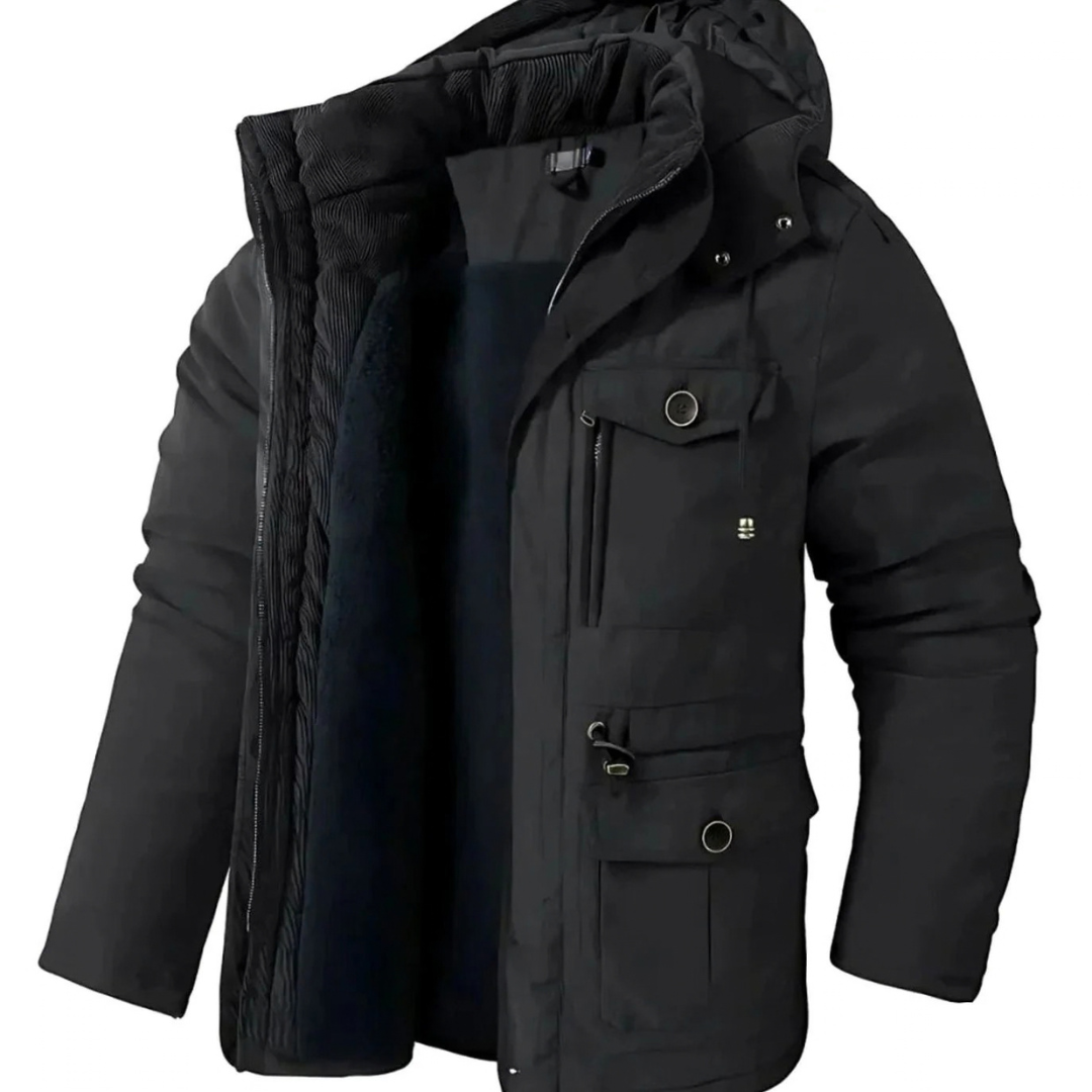 Benedikt | Herren Winterjacke mit Kapuze, Fleece und Windschutz