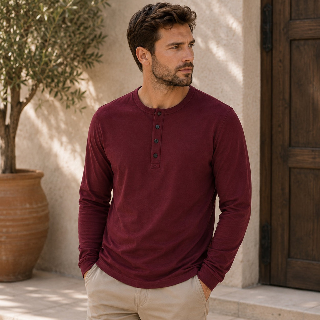Benjamin | Herren Langarm Henley Oberteil