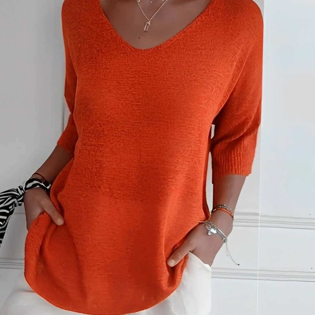 Bernadette | Damen Pullover mit V Ausschnitt und schlichtem Design
