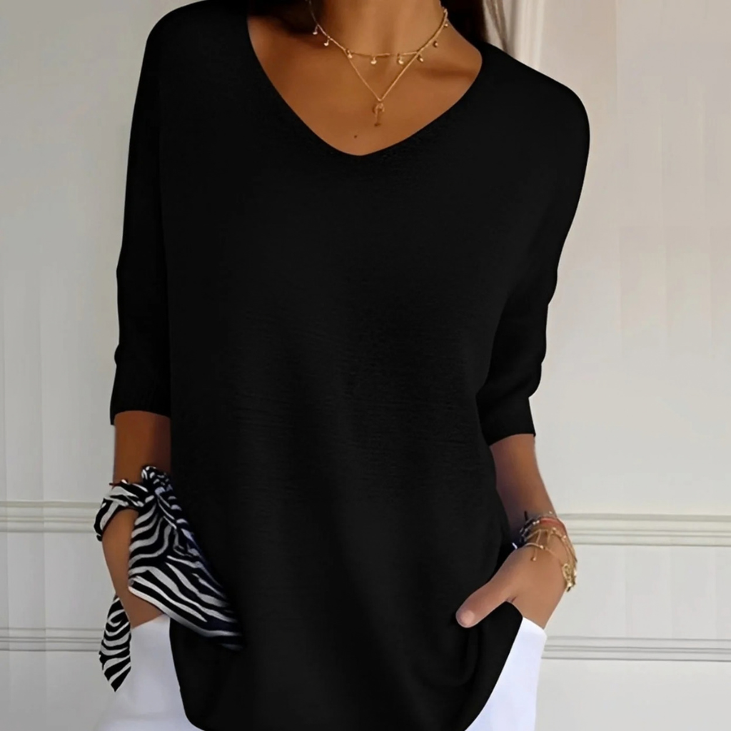 Bernadette | Damen Pullover mit V Ausschnitt und schlichtem Design