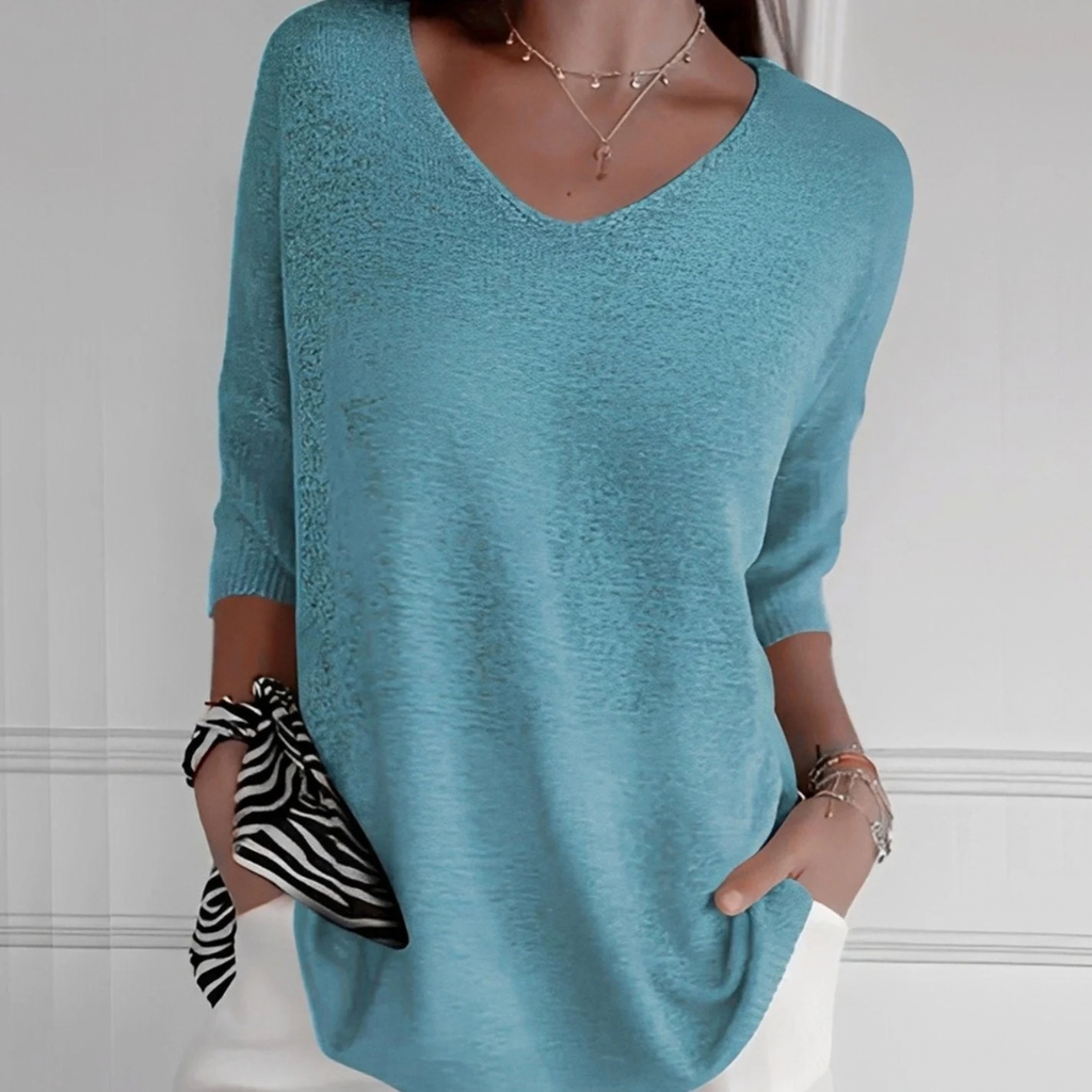 Bernadette | Damen Pullover mit V Ausschnitt und schlichtem Design