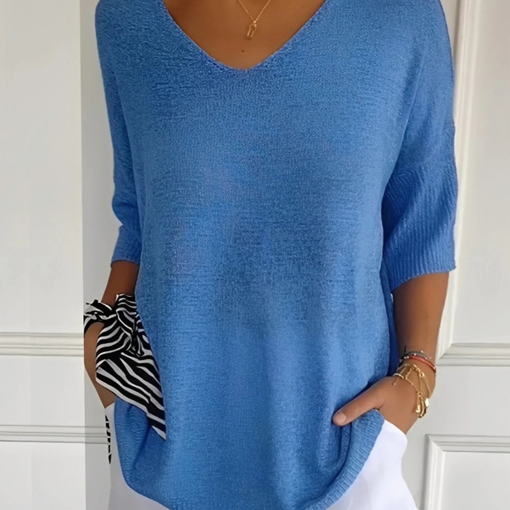 Bernadette | Damen Pullover mit V Ausschnitt und schlichtem Design
