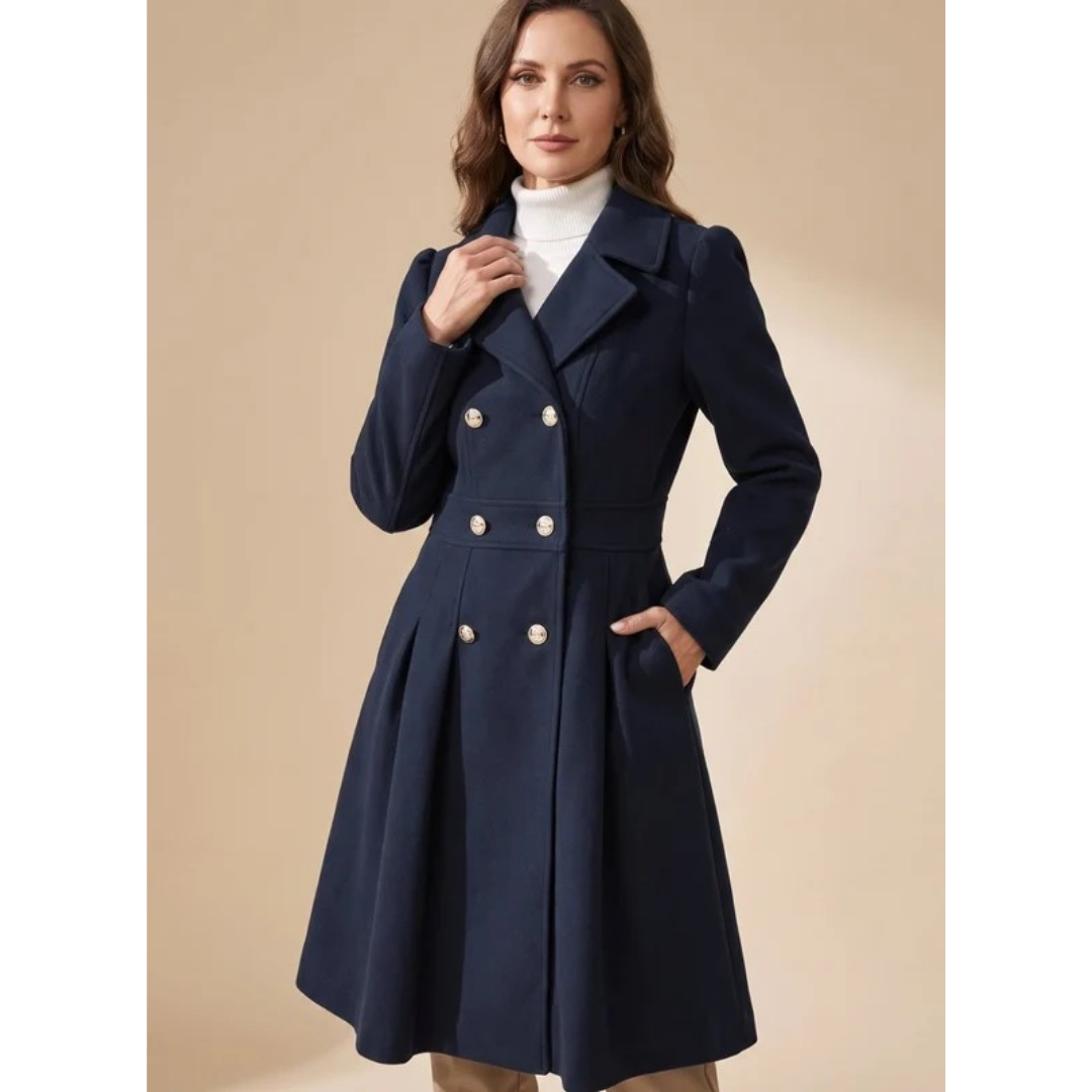 Bernadette | Damen Winterjacke mit Taillengürtel, Knöpfen und Reverskragen
