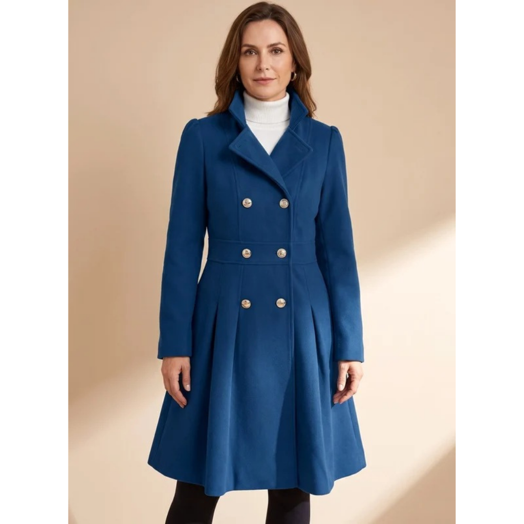 Bernadette | Damen Winterjacke mit Taillengürtel, Knöpfen und Reverskragen