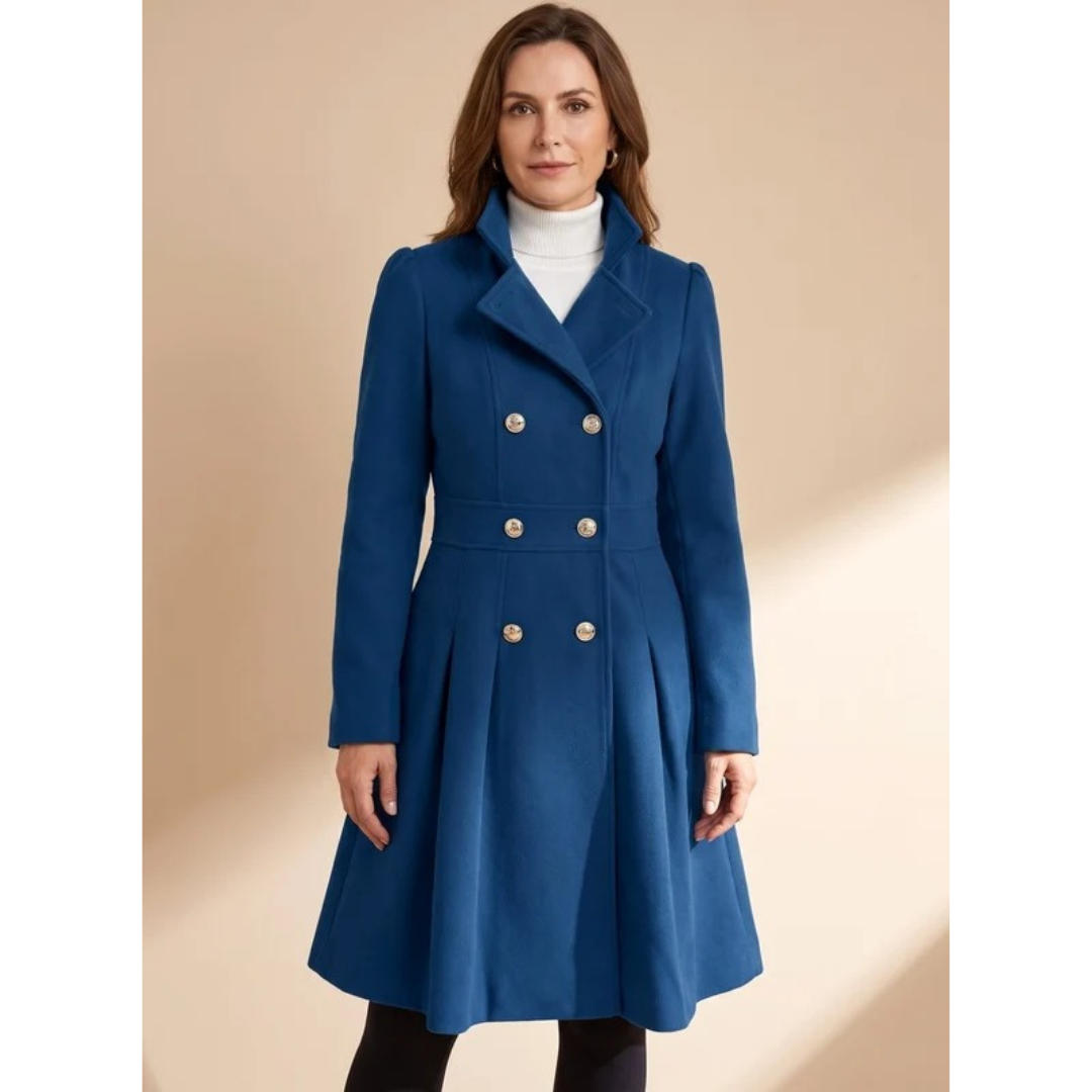 Bernadette | Damen Winterjacke mit Taillengürtel, Knöpfen und Reverskragen