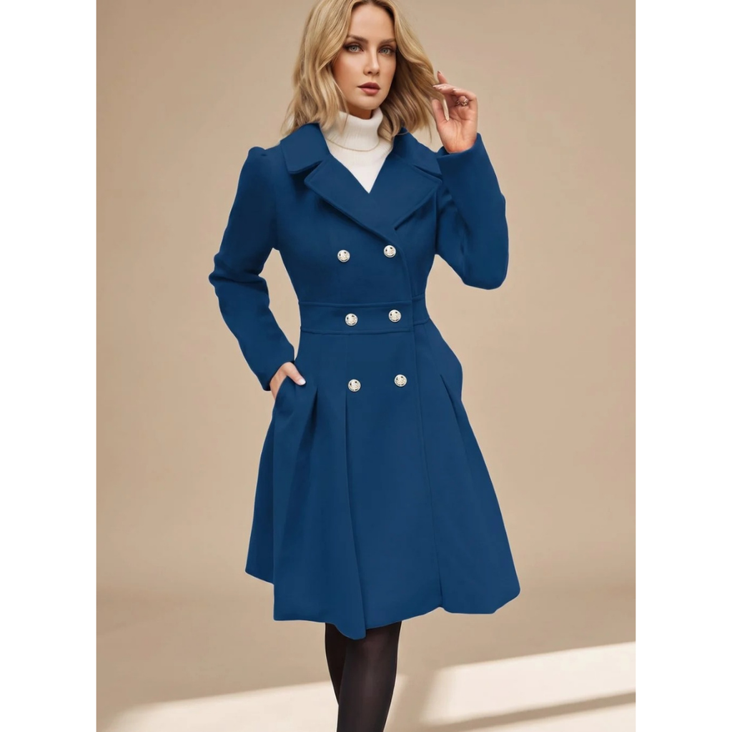Bernadette | Damen Winterjacke mit Taillengürtel, Knöpfen und Reverskragen