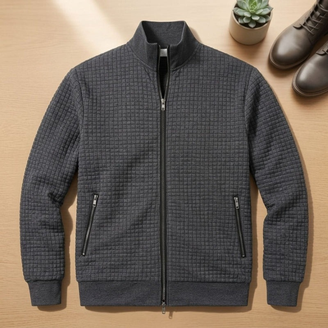 Bernd | Herren Strickjacke mit Stehkragen und Reißverschluss