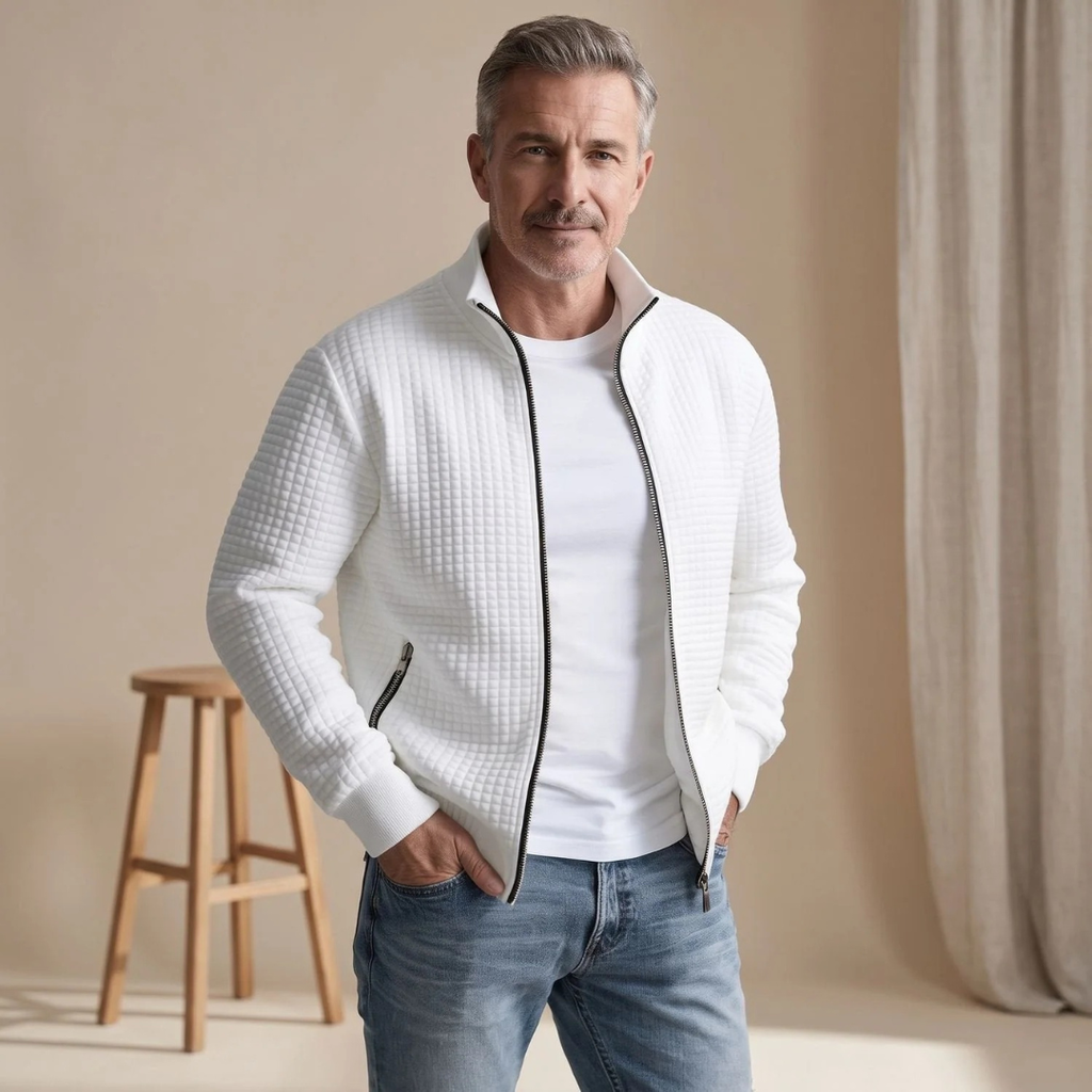 Bernd | Herren Strickjacke mit Stehkragen und Reißverschluss