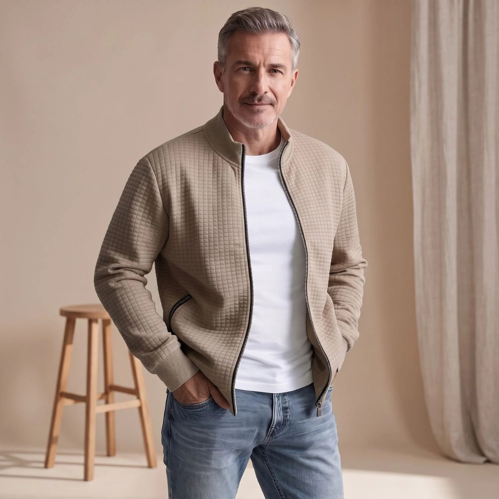 Bernd | Herren Strickjacke mit Stehkragen und Reißverschluss
