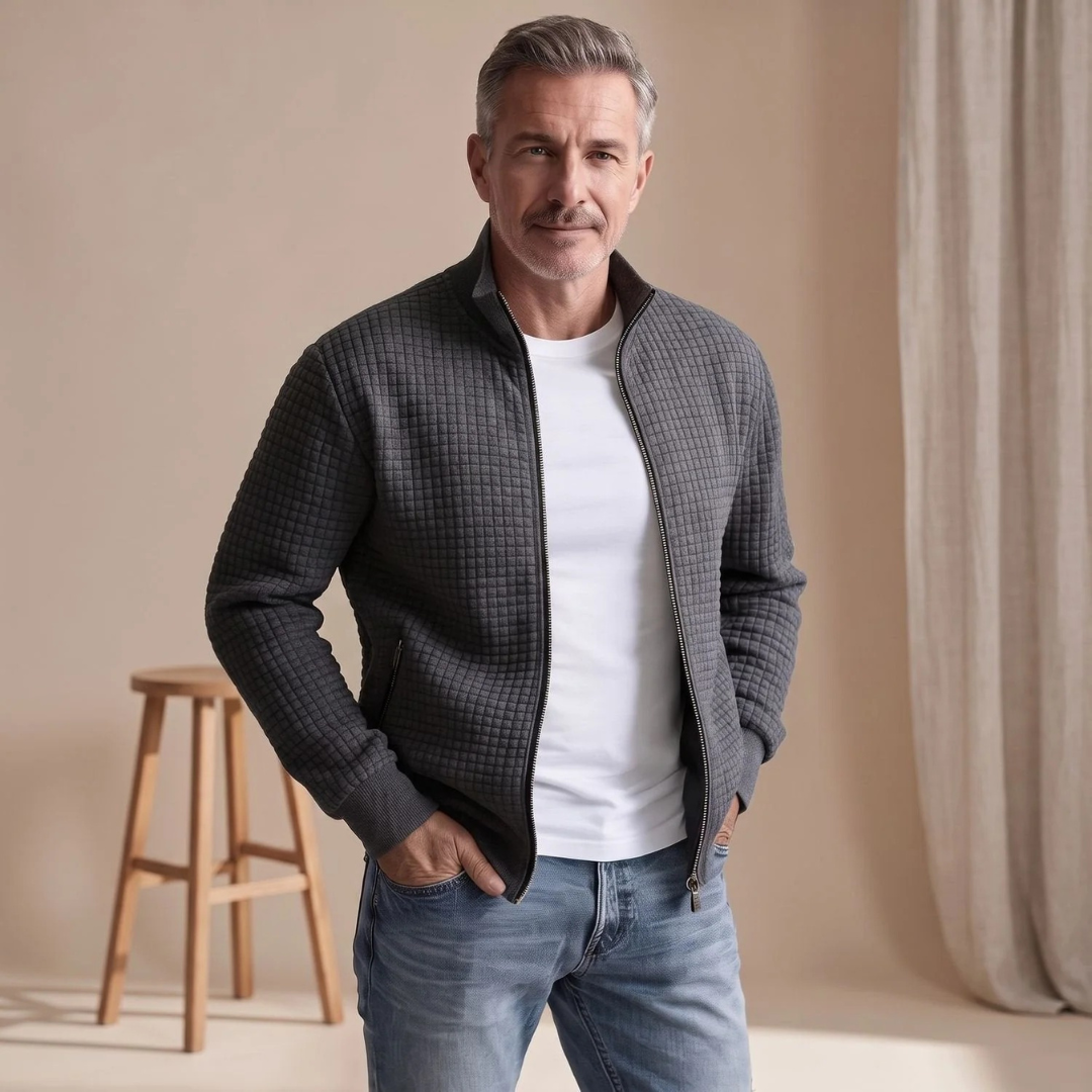 Bernd | Herren Strickjacke mit Stehkragen und Reißverschluss