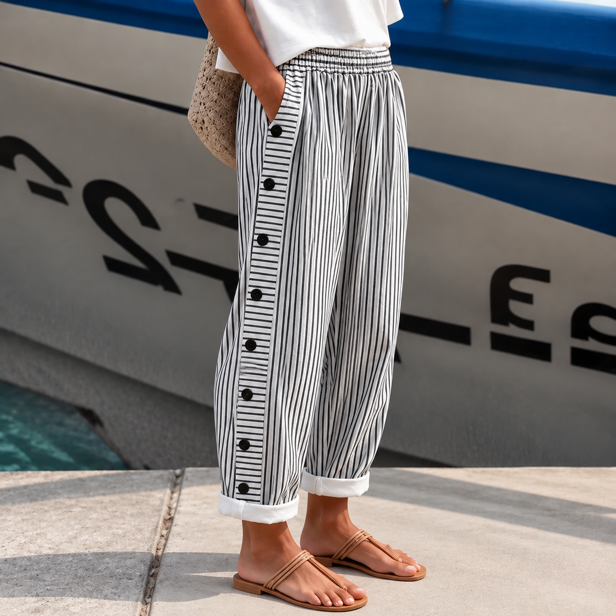 Berta | Damen Sommer Hose Mit Taschen