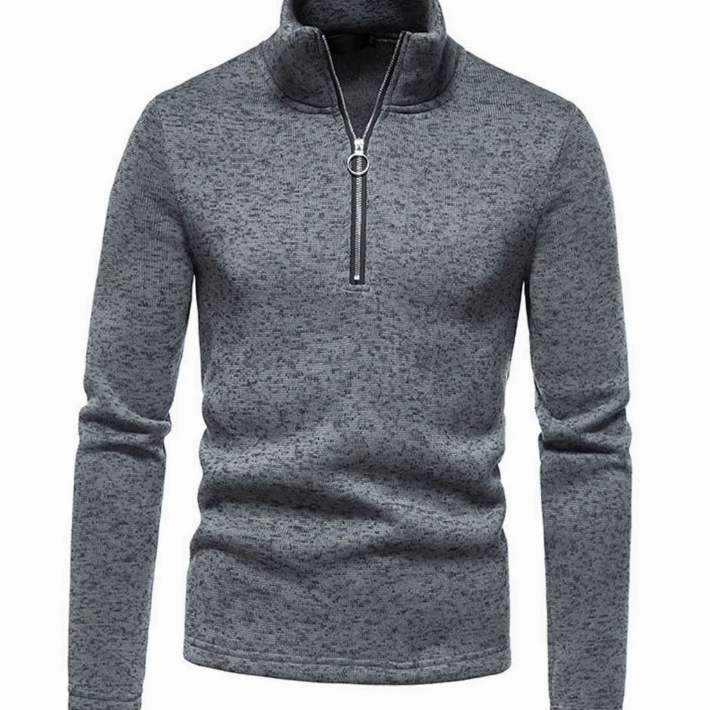 Bjarne | Herren Strickpullover mit Reißverschluss und Stehkragen