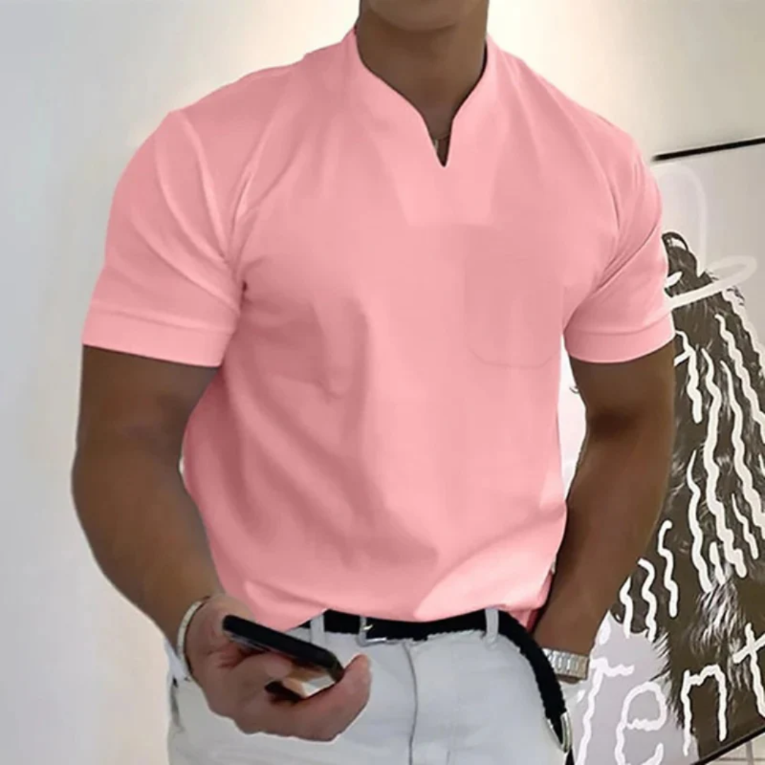 Bjarne | Herren T-Shirt Mit V-Ausschnitt Schlicht Freizeit