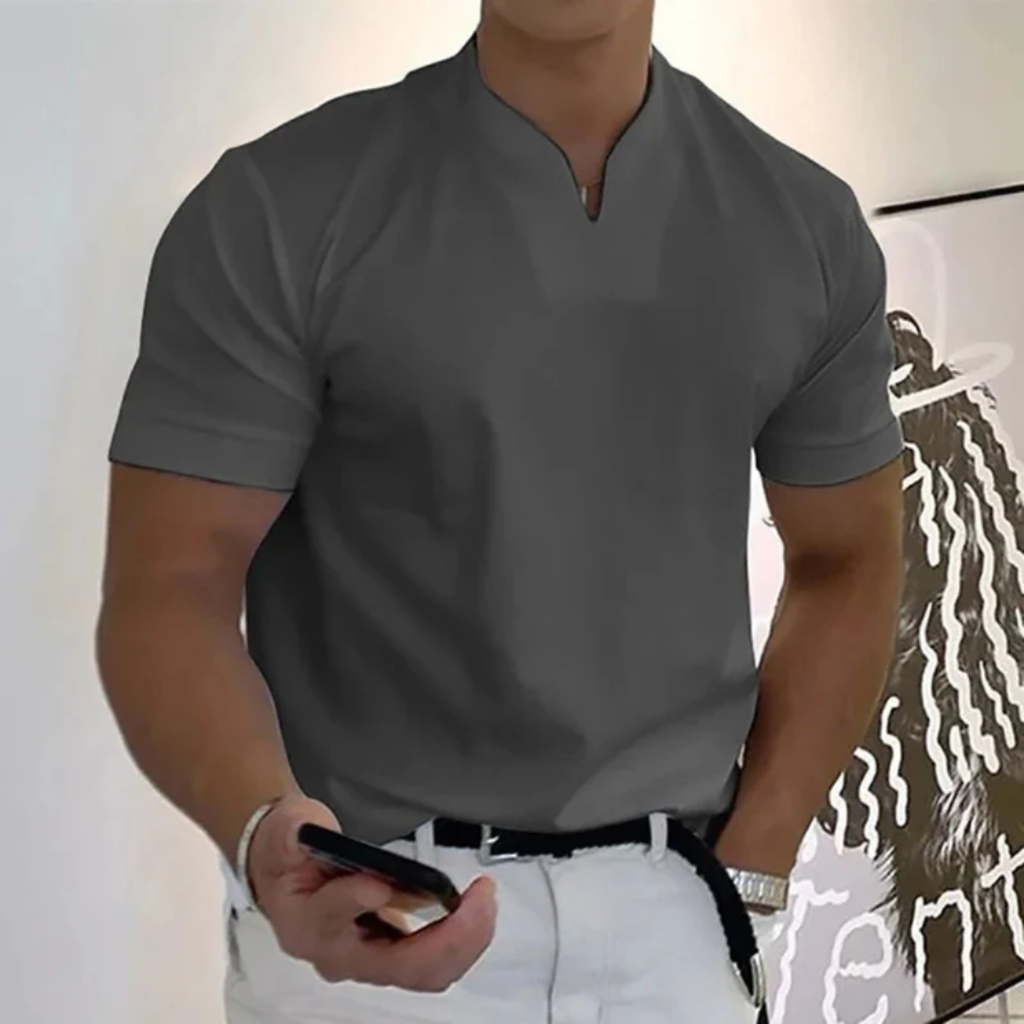 Bjarne | Herren T-Shirt Mit V-Ausschnitt Schlicht Freizeit