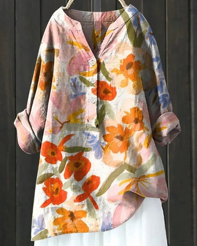 Bluse mit floralem Muster | Langarm Damen