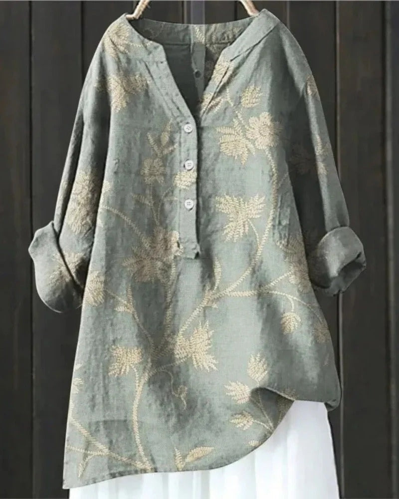 Bluse mit floralem Muster | Langarm Damen