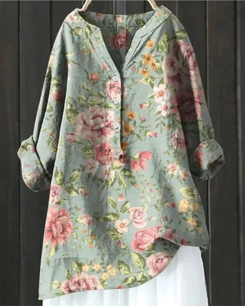 Bluse mit floralem Muster | Langarm Damen