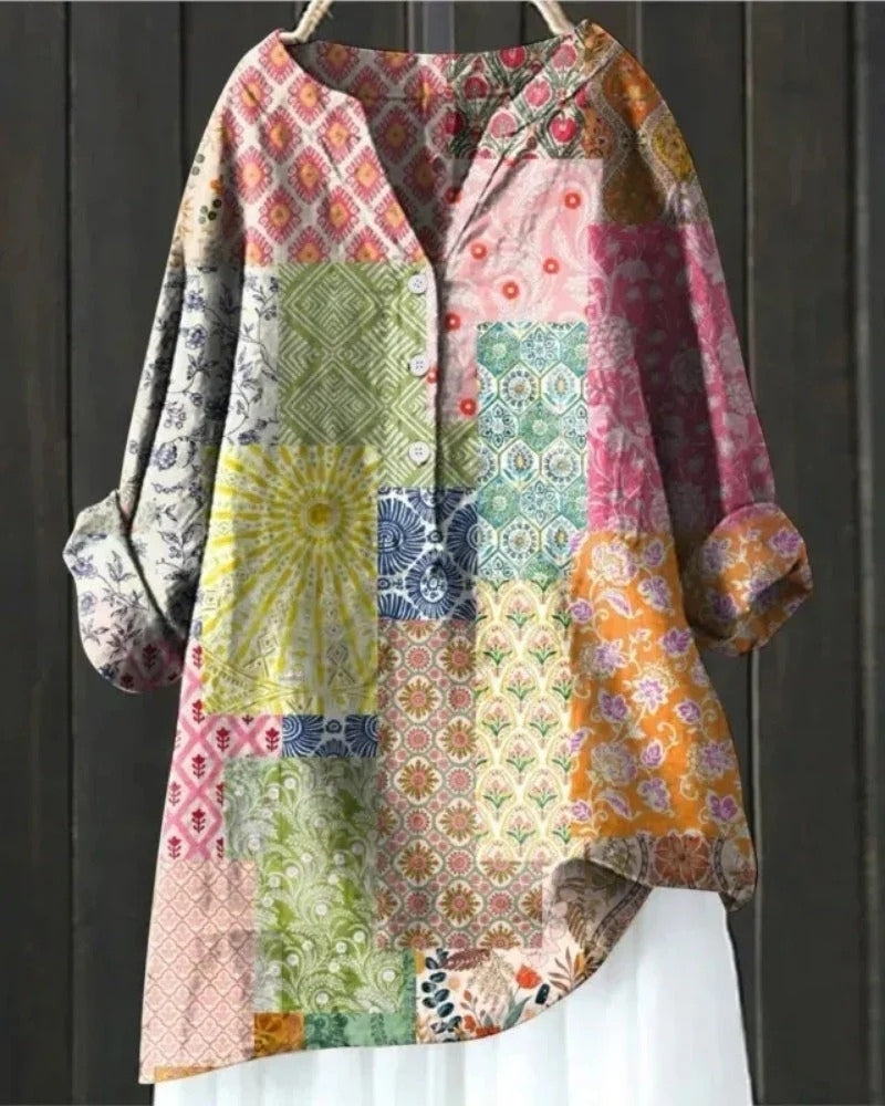 Bluse mit floralem Muster | Langarm Damen