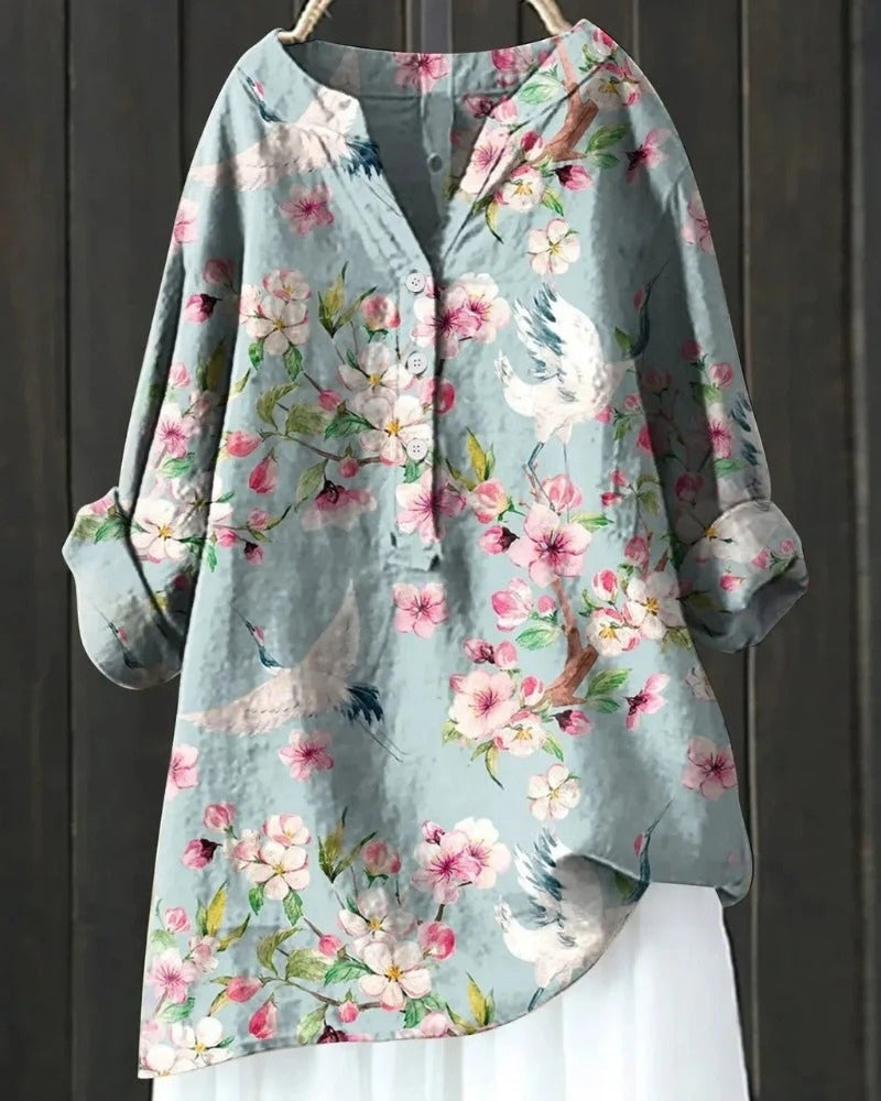 Bluse mit floralem Muster | Langarm Damen