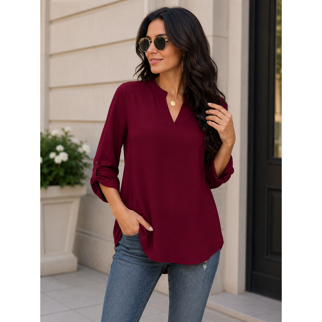Bluse für Damen mit V-Ausschnitt | 3/4-Arm