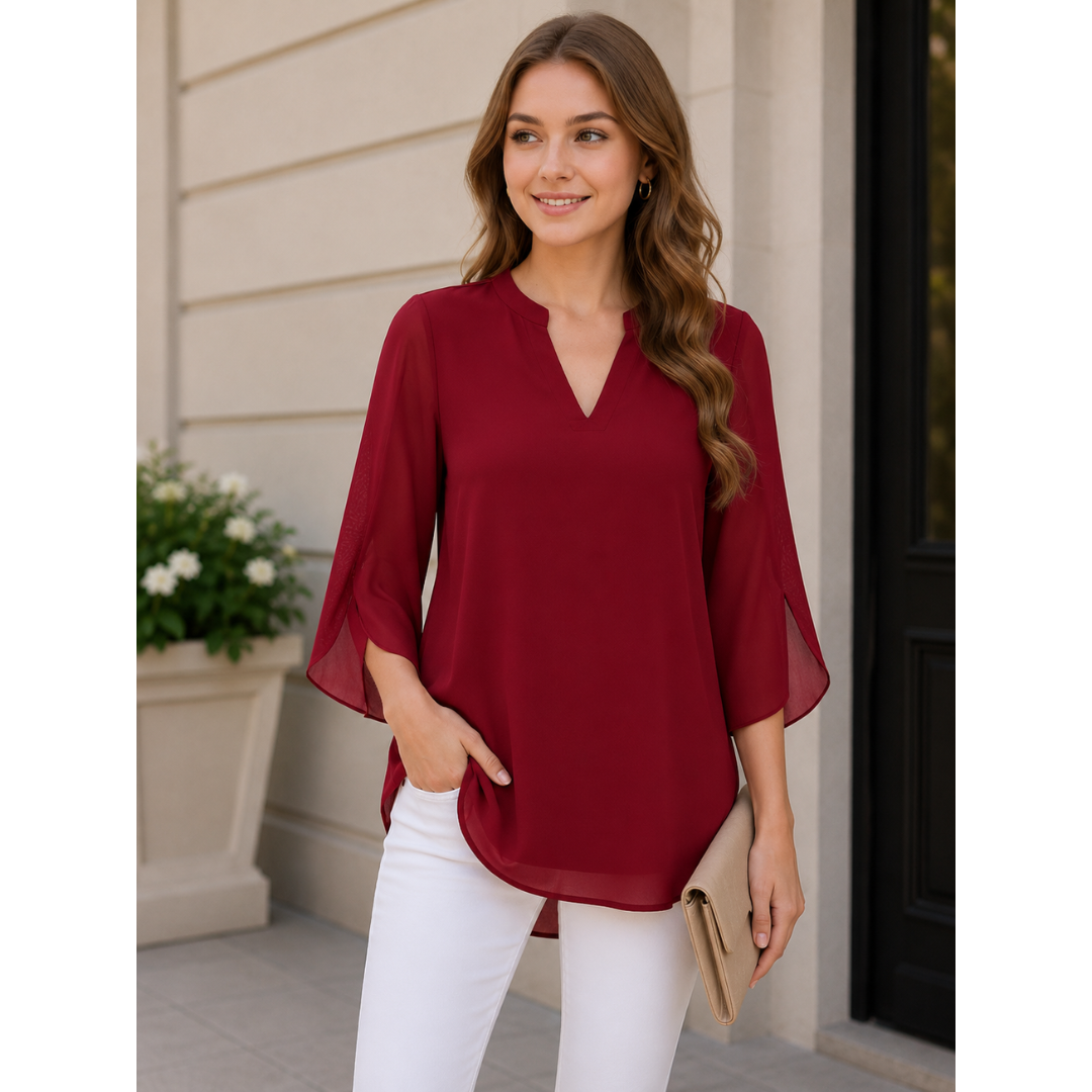 Bluse für Damen mit V-Ausschnitt | 3/4-Arm