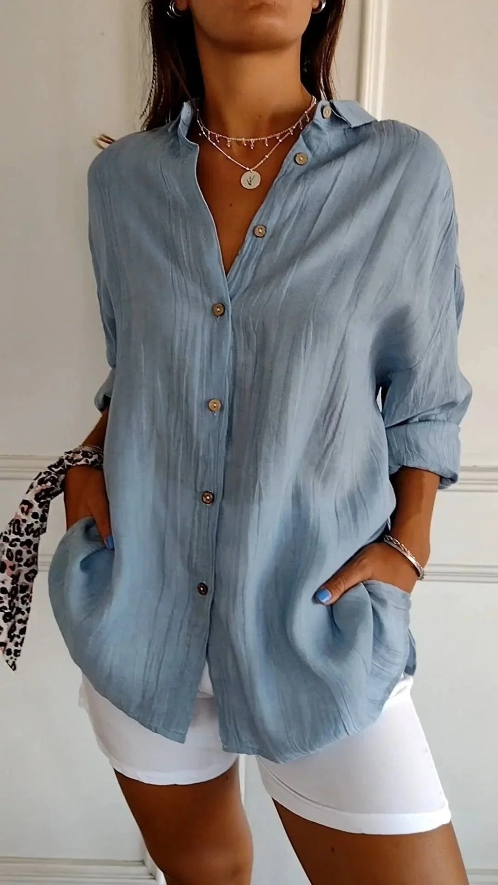 Bluse mit Knopfleiste | Langarm Damen